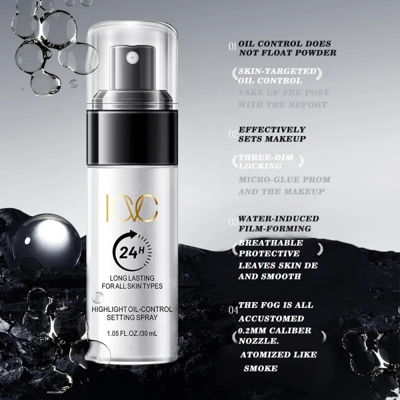 ICVC 24H Oil Control Setting Spray, Matte Finish Non-tightening Makeup Fixer, Waterproof Sweatproof Transfer-resistant No-shine Setting Mist for All Skin Types, 30ml
