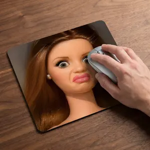 Humorous Expression Square Mouse Pad, Anti-Slip Rubber Lock-Edge Desk Mat, Wear-Resistant Desktop Protective Decor Pad