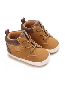 Fashion Patchwork Mid Top Shoes for Baby Boys, 2024 New Style Casual Comfortable Anti Slip Sneakers for Daily Wear, Walking Shoes Babies, Newborn Shoes for All Seasons