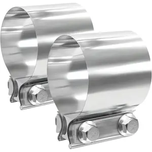 2.5 inch 304 Stainless Steel Exhaust Muffler Band Clamps for Pipes 2pcs