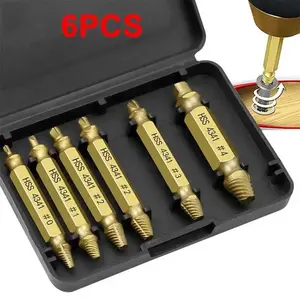 6pcs Damaged Screw Extractor Set: Screw Extractor Bits, Double Head Screw Remover Tools for Easy Out Bolt Extractor & Broken Head Screw Removers - Hig