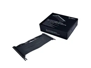 Lian Li - PCIE 5.0 Riser Cable Premium PCI-E 16X 5.0 Double Bandwidth Extender Riser Cable Length 200mm;20cm. Compatible with PCIe 4.0, Black (PW-PCI-520X)
