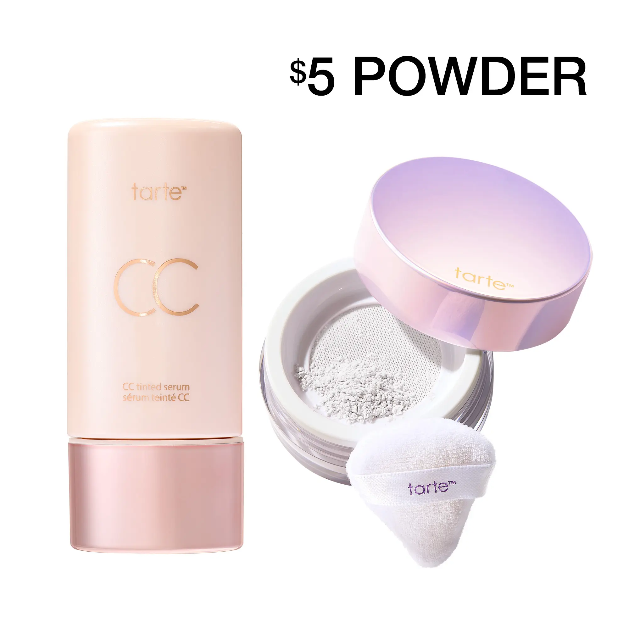 tarte summer skin essentials - CC color-correcting tinted serum + creaseless setting powder