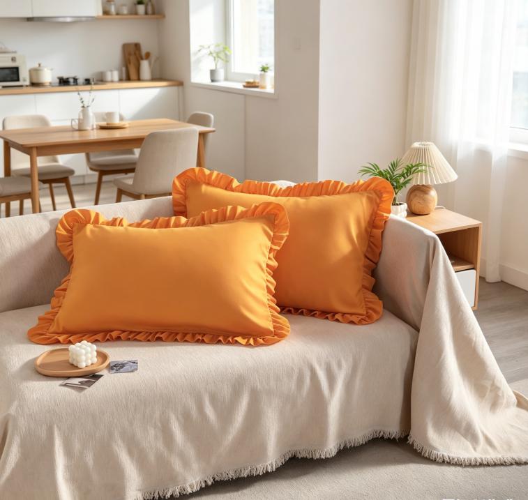 NTBAY Ruffled Pillowcases Set of 2 Soft and Skin-Friendly, Luxurious and Elegant Pillow Shams with Envelope Closure