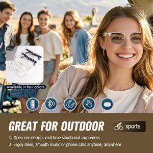 Men's Bluetooth Smart Glasses Women's Photochromic Sunglasses Smart AI Music Glasses with Speaker Compatible with iPhone Android