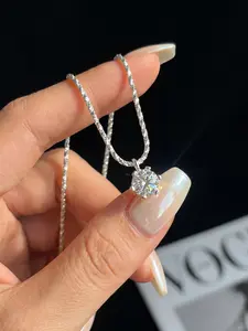 1PC Six - Prong Necklace, Minimalist Chain, with Glistening Effect, Fine Jewelry for Women, in an Elegant Style, Ideal for Galas, Cocktail Parties, Daily Wear, Valentine's Day, Christmas, Modern Versatile Accessories