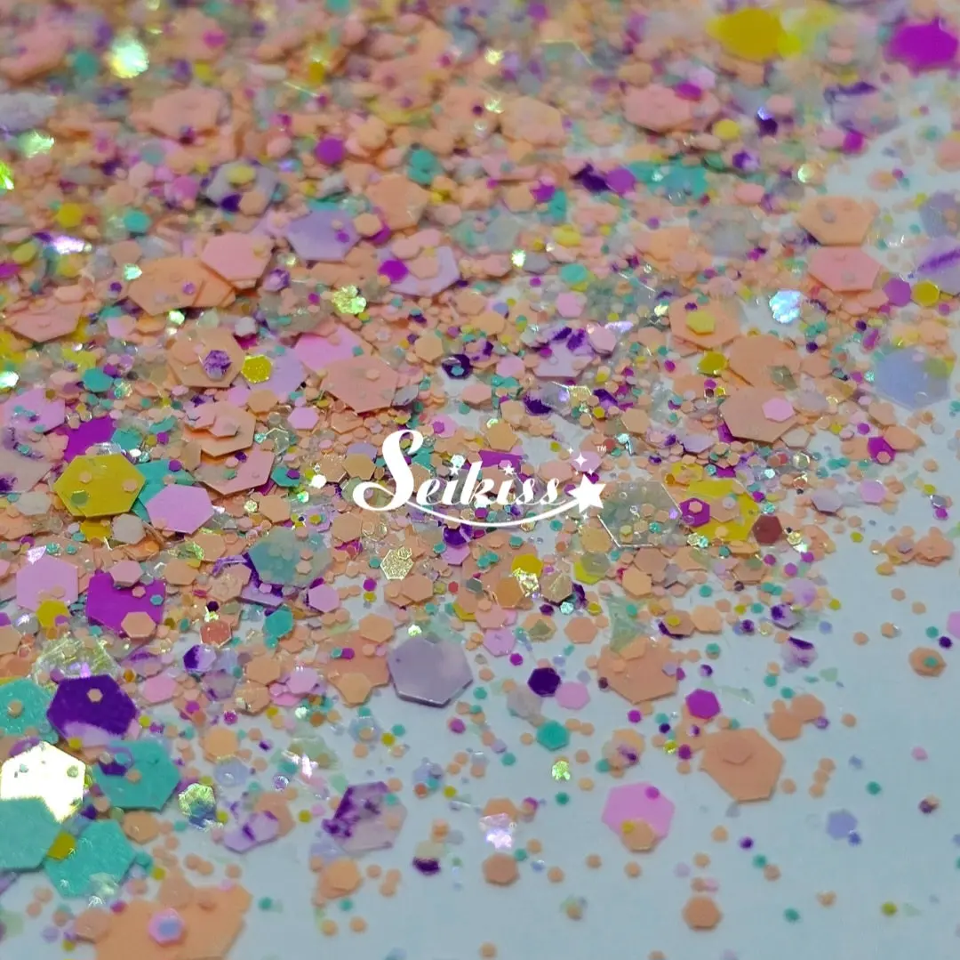 Chloe Chunky Glitter - Multicolor Glitter Orange,Pink and Blue