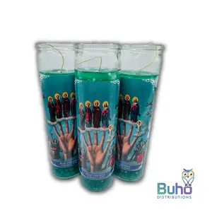 Powerfull Hand 8" Full Label-Green | Mano Poderosa Verde| Set of 3 Religious 8” Candles | Búho Distribution