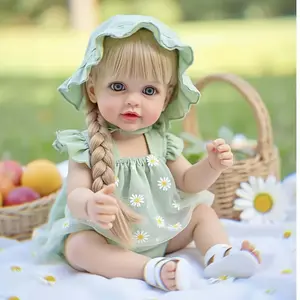 22inch 55cm Reborn Baby Doll Newborn Baby Lifelike Soft Touch Long Hair Princess Girl Full Vinly Baby Dolls Kids Birthday/Christmas/ New Year Gifts