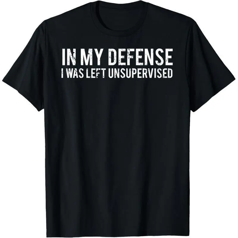 Funny Graphic T-Shirt with "In My Defense" Quote, Women's Casual Short Sleeve Top in Smooth, Seamless Cotton Fabric, Graphics, Shortsleeve, Round Neck, Soft, Fitted