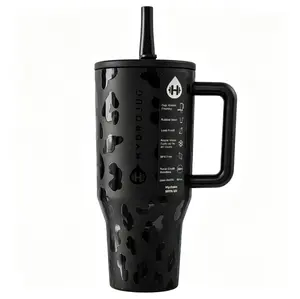 HydroJug 40oz Aesthetic Black Leopard Print Handle Tumbler Stainless Steel Insulated Vacuum Flask Bottles  |  HydroJug 40oz Classi BPA-Free, Ergonomic Handle  | Car Cup Holder-Friendly Sports Coffee Tumbler  Brown Tumbler Mug