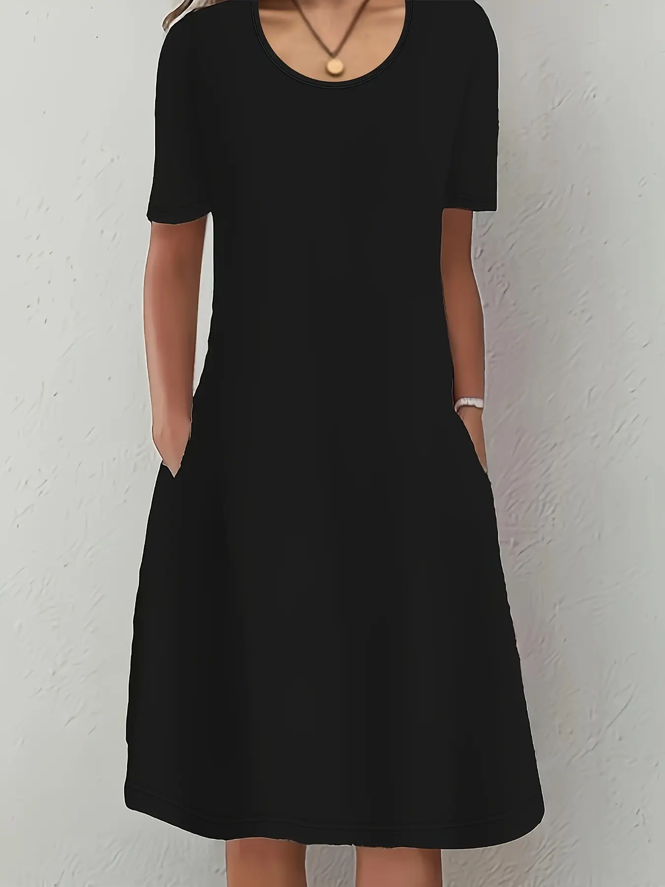 slim fit dress slacks Strip Round Neck Loose Fit Shirt Midi Dress – Ocean Hope Boutique main image 0