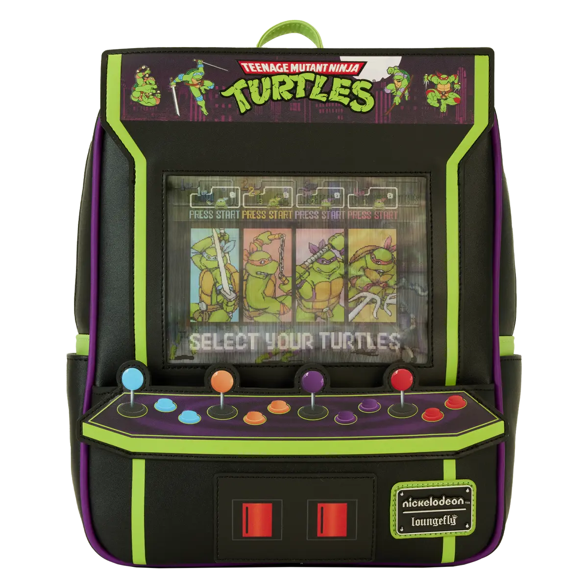 Teenage Mutant Ninja Turtles 40th Anniversary Vintage Arcade Lenticular Glow Mini Backpack