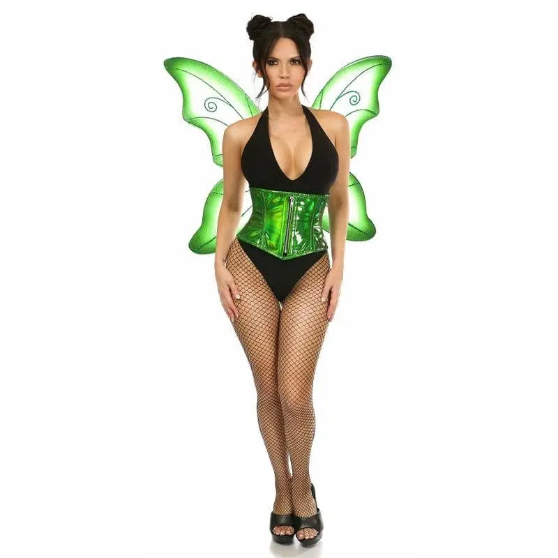 Sexy Deluxe 2 Piece Green Pixie Fairy Corset Halloween Costume
