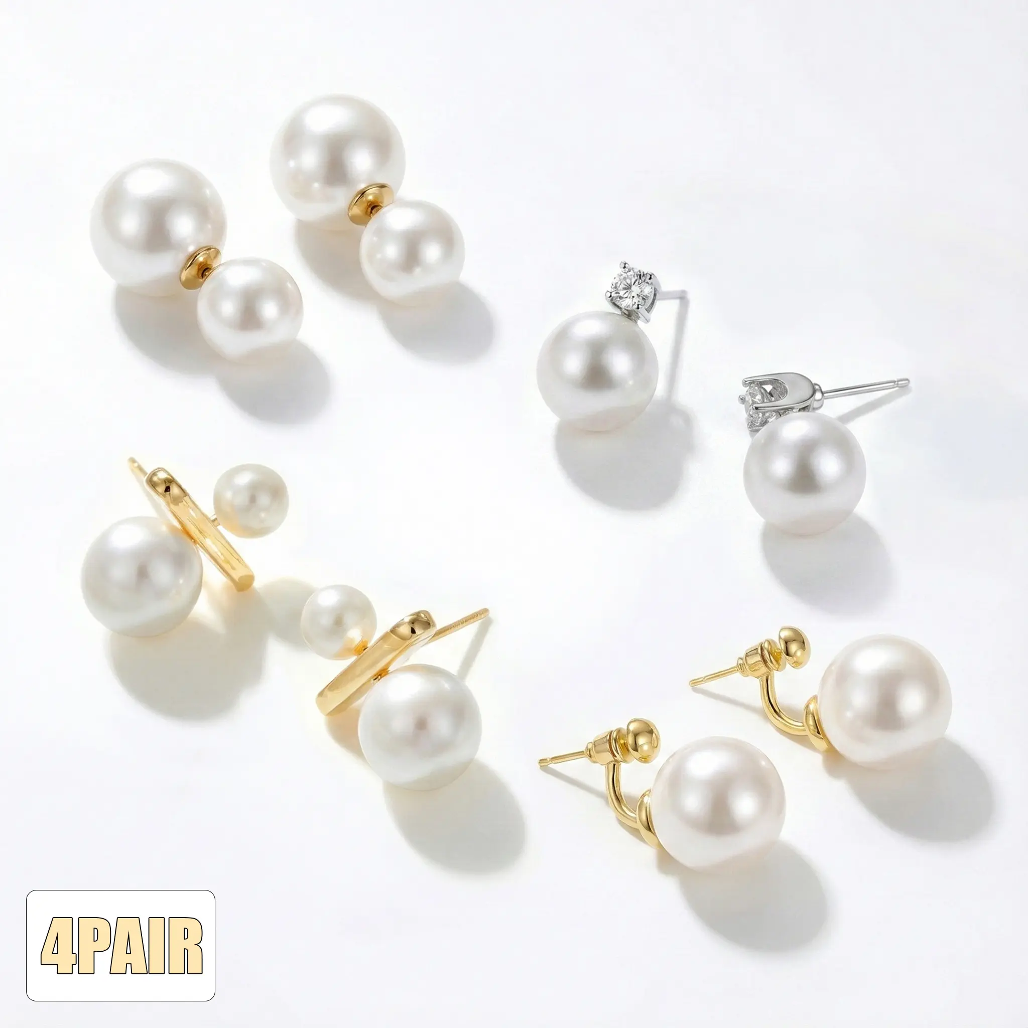 4 Pairs(4 Pearl Styles)
