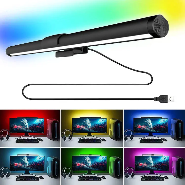 Safring Touch sensitive dimming LED desk lamp for work and study, three color temperature LED light for monitors and computers, USB interface, five levels of warm and cool light adjustment, space saving, a great home appliance.