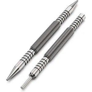 Spring Loaded Nail Set Tools,2-PCS Dual Head Nail Setter and Hinge Pin Punch Set, Hammerless 1/16″& 3/32″Spring Nail Set, Super Strong Force Door Pin Removal Tool