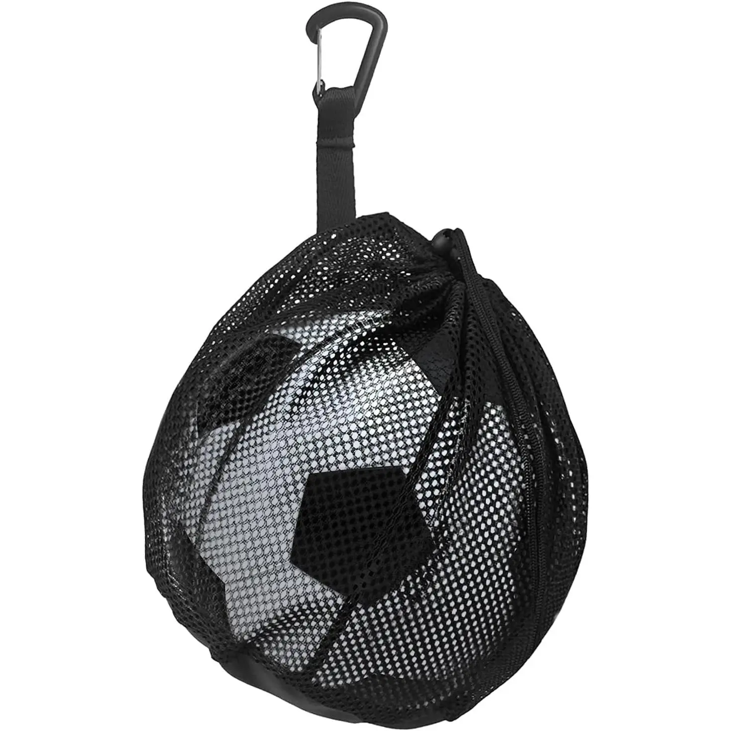 Single Ball Bag,Ball Storage Bag,Mesh Mesh Ball Bag with Zipper Pocket,Net Bag,Sport Equipment Storage Bag,Drawstring Sling  Bag with D-rings for Carrying Basketball Soccer Volleyball Rugby