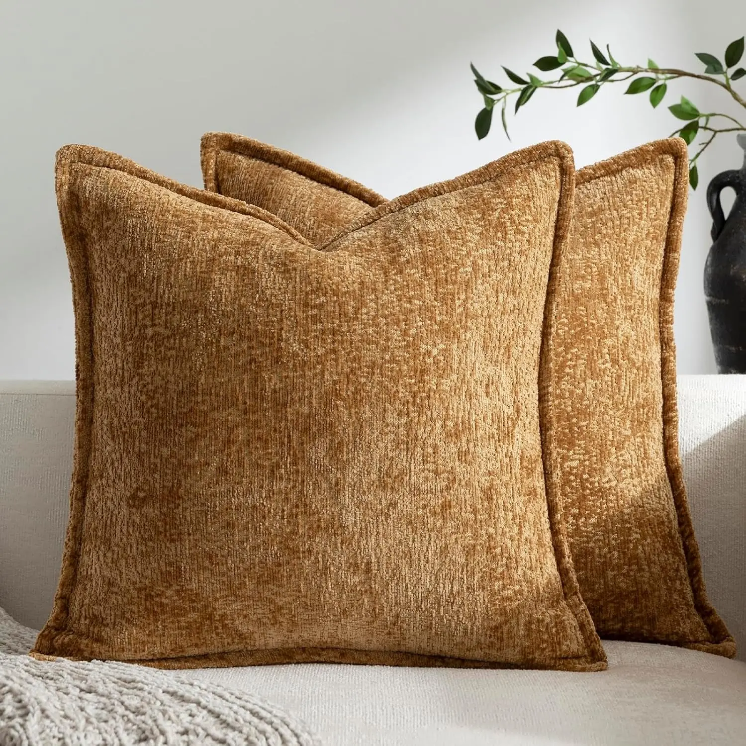Boucle Throw Pillow Covers — Soft Chenille Textured Accent Cushion Covers for Living Room