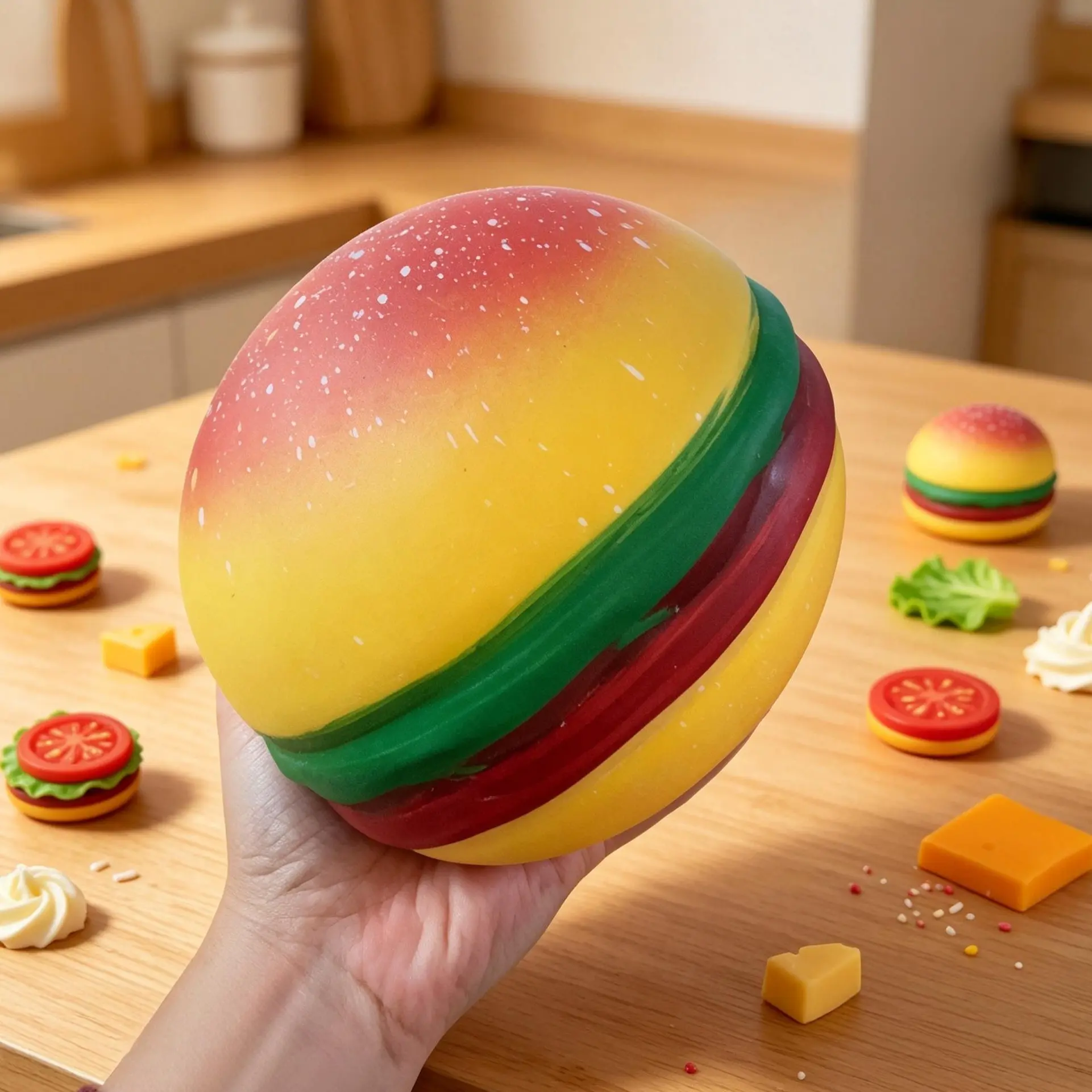 [Jumbo Hamburger Squishy] Soft Eco-Friendly TPR Squishies Fast Rebound Stress Ball - Handmade DIY squishy