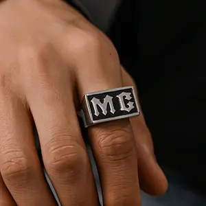 1 Pcs Fashion MC English Letter Motorcycle Punk Men's Ring Stainless Steel Jewelry