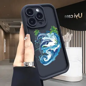 Dolphin Soft Case for iPhone 17, Air 16, Pro Max, 15 Plus, 14, 13, 12, 11, X XS Shockproof Drop Protection Rugged Durable Silicone Anti-Scratch Festive Design