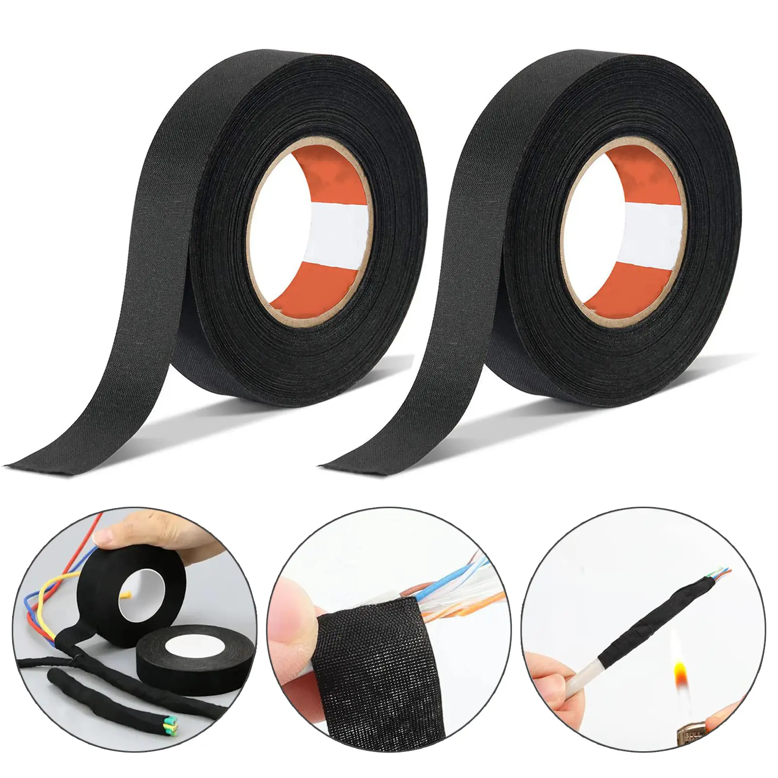 [Buy 1 Get 1]Wire Harness Automotive Cloth Tape,High Temperature Resistance Flame Retardant Waterproof Insulation Tape,Adhesive High Noise Resistance