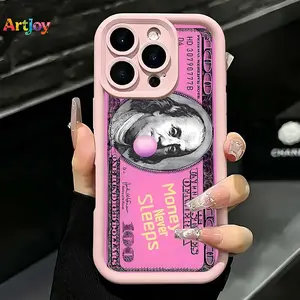 Y2K Pink 100 Dollar Bill Franklin Bubble Gum Quote Silicone,For Galaxy S25, S24, S23, S22, S21 PLUS, FE And Ultra,A33 Compatible With For Iphone17 Pro Max, 16, 15, 14 And 13. It Makes A Perfect Gift For Birthdays, Holidays