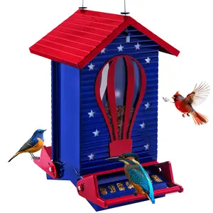 Skaithee Bird Feeder Squirrel Proof, Metal Seed Feeders for Outside Hanging Adjustable Weight -Activated Perches, Rain/Chew/Rust-Proof, 5 lbs Large Capacity for Wild Birds Cardinal, Blue Jay