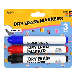 Dry Erase Markers - Low Odor, Non-toxic, Assorted Colors, 3 Pack, Chisel-tip