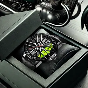 Men's Business Wheel Design Wristwatch,CasualTrendy Wristwatch for Daily Use, FashionAccessories As Gift for Men with Box