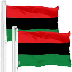 G128 2 Pack: Pan African Flag | 3x5 Ft | LiteWeave Pro Series Printed 150D Polyester | Freedom and Black Civil Rights Flag, Indoor/Outdoor, Vibrant Colors, Brass Grommets