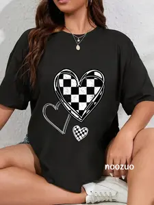 100% Cotton Race Car Checker Flag Racing Heart Auto Racer T-Shirt