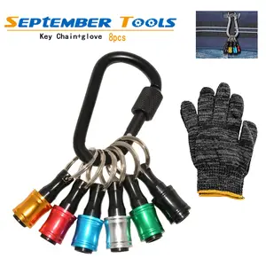 8Pc Quick Release Bit Holder Set | 1/4" Hex Magnetic Adapter for Impact Drivers | Anti-Drop Extension & Keychain Clip