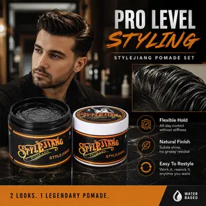 Flake-Free Men's Hair Pomade 4oz Water Based Styling Cream Long Lasting Shine Fresh Scent Gel Haircare Matte Wax