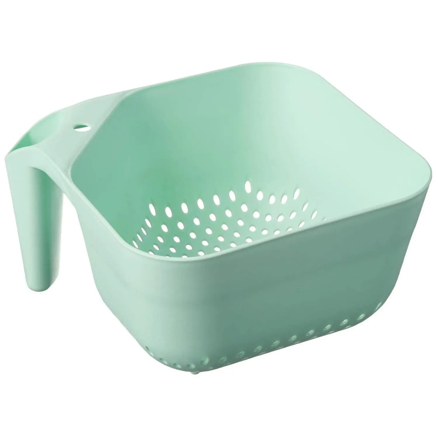 3 Quart Colander BPA Free Food Safe Plastic Strainer with Handle Heavy Duty Heat Resistant Pasta and Veggies Kitchen Drainer Steam Basket Dishwasher Safe, Mint