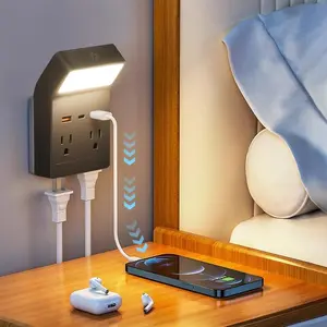 Wall Socket Extension, Wall Socket Extender with 4 AC Outlets & 2 USB & 1 Type-C Port, Multifunctional Socket Extension for Home Office Kitchen Travel