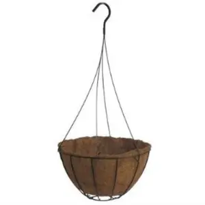 16" Hanging Wire Pot with Rustic Finish and Secure Hook for Indoor and Outdoor Use