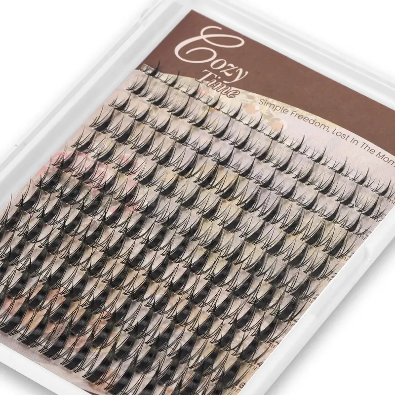 Lash Clusters 144 Pcs Natural Cluster Lashes Invisible Band Manga Lashes Super Thin Band Reusable Soft & Comfortable