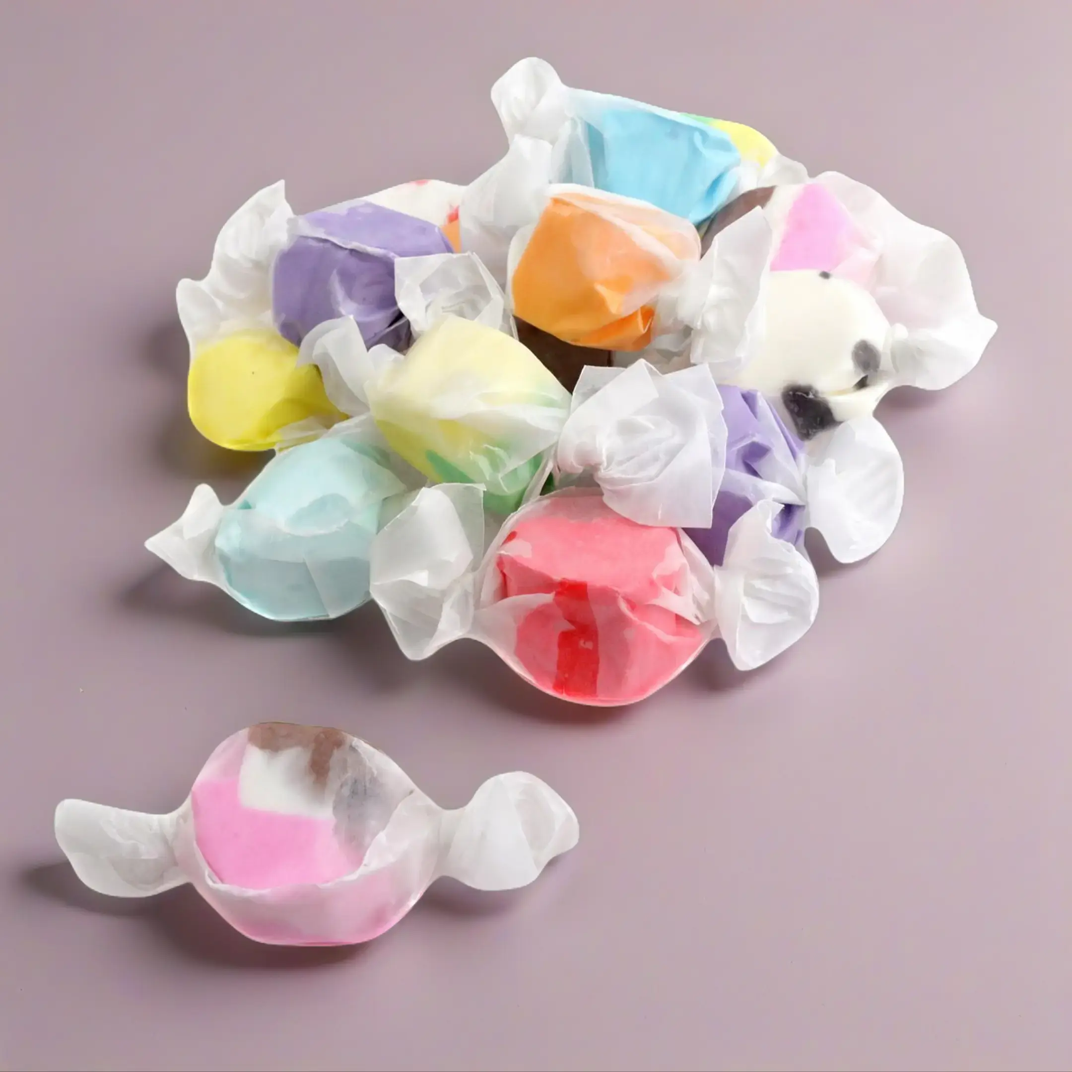 EverSnax Salt Water Taffy Candies - Soft, Chewy Bulk Candy with 10 Assorted Flavors, Individually Wrapped for Party Favors, Gifts & Snacking (1 lb)