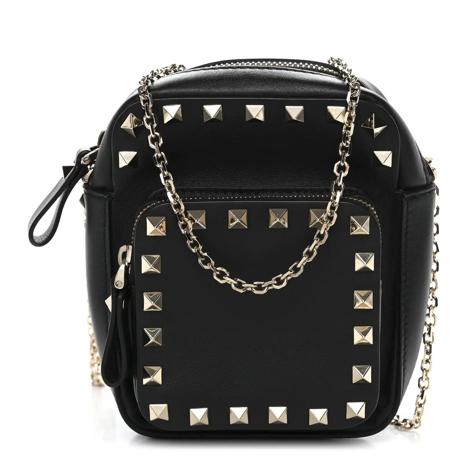 Pre-owned Leather Shoulder Bags VALENTINO GARAVANI Calfskin Rockstud Crossbody Black