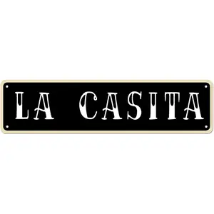 La Casita Sign Funny Vintage Slim Street Tin Signs 16 x 4 Inch Wall Art Decor Iron Poster for Home Farmhouse Bar Cafe Garage Bathroom Gifts Metal Round Waterproof
