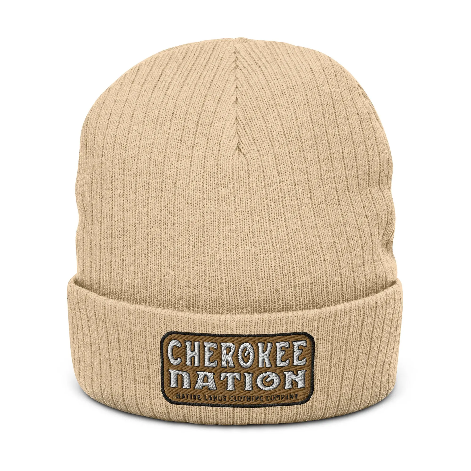 Cherokee Nation Ribbed Knit Beanie Embroidered - Honoring First Nations, Inuit, Native American Indigenous Cultures