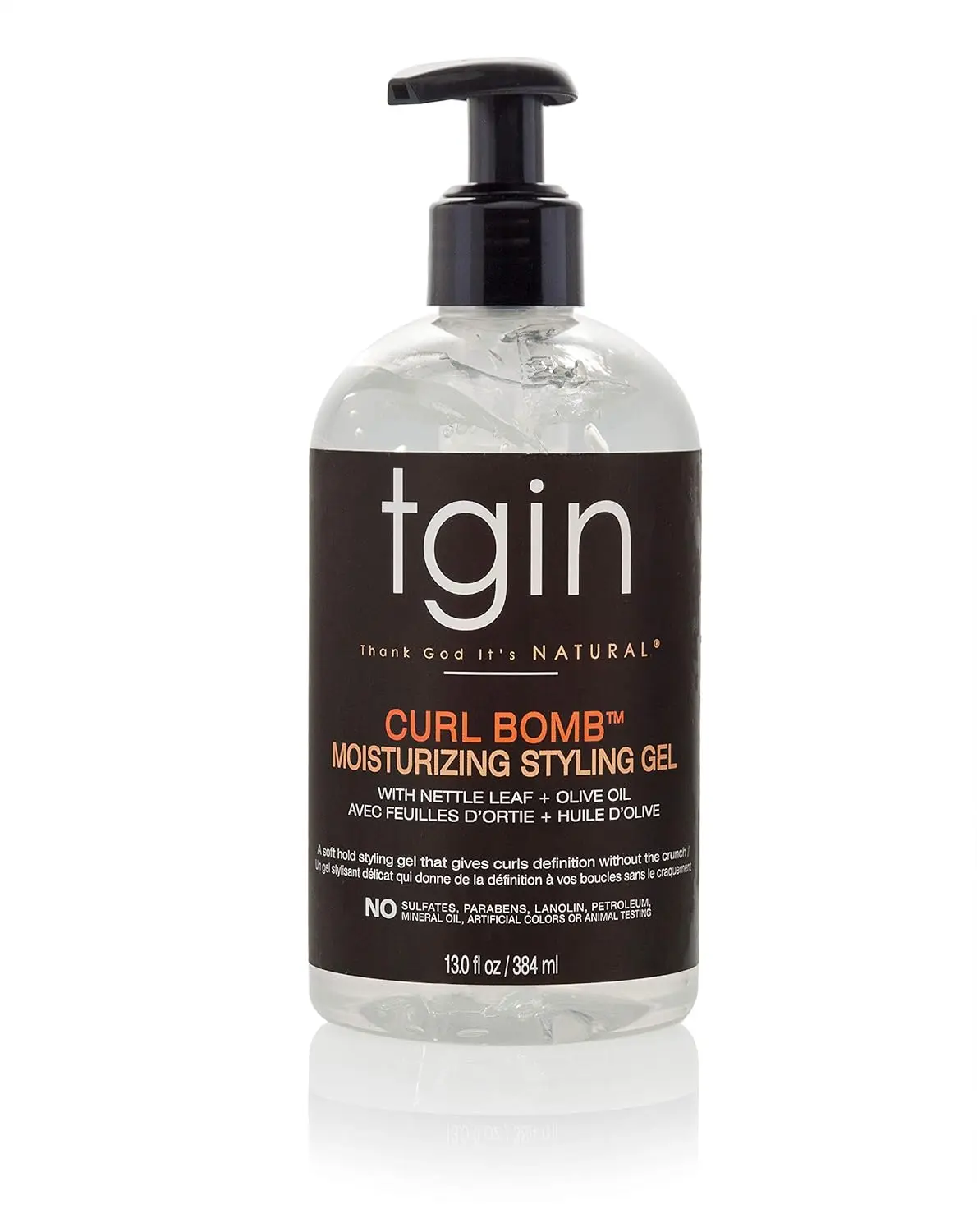 tgin Curl Bomb Styling Gel, Moisturizing Haircare for Smoothing Definition and Frizz Control with Nettle Leaf & Olive Oil for Natural Curls, 13 oz, Curly Hair, Shiny Hair, Dye Free, Cruelty Free, Unisex, Moisturizer, Hydrating, Curl Routine