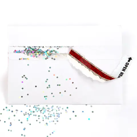 Joker Greeting White Glitter Trap Self-Seal Office Envelope - 1 Unique Unit, 5x7in Standard Size, Hidden Glitter Surprise, Unisex Friend Prank Funky Envelopes & Postal Supplies