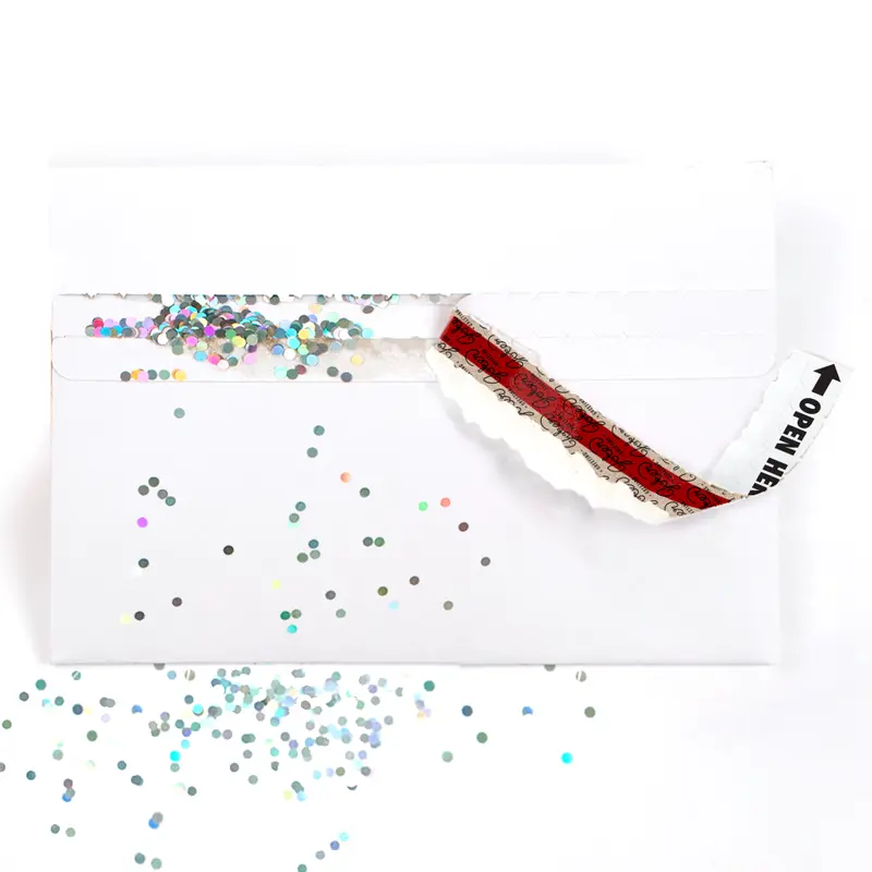Joker Greeting White Glitter Trap Self-Seal Office Envelope - 1 Unique Unit, 5x7in Standard Size, Hidden Glitter Surprise, Unisex Friend Prank Funky Envelopes & Postal Supplies