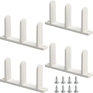 4 Pack Universal ABS Sliding Closet Door Floor Guide - White Bottom Siding Guide Fit for 1-3/8 Thick Door, Closet Cabinet Door Guides with Mounting Screws