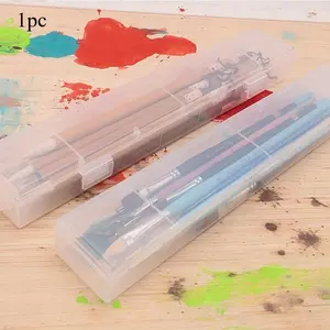 1pc Transparent Plastic Paintbrush Storage Box, Watercolor Brush Case, Artist Organizer, Durable Art Supplies Container, Art Drawing Supplies