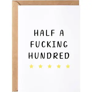 Funny 50th Birthday Card Sarcastic Rude Fiftieth Milestone Bday Present for Women Men 50 Year Old Birthday Party Supplies Decorations for Mom Dad Husband Wife