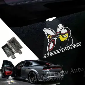 LED Door Puddle Lights – SRT, Hellcat, Scat Pack, R/T Logo Projection (2 -Pack or 4-Pack),Custom LED Door Puddle Lights for Charger & Challenger – Hellcat, Scat Pack, SRT, R/T, 300 | Plug & Play (Pair or 4-Pack)
